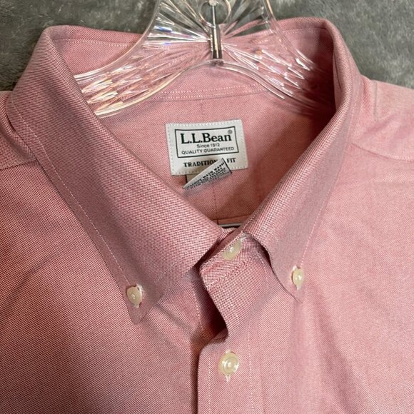 LL Bean Men Classic Preppy Traditional Fit Collared Button Down Dress Shirt 17.5 - Picture 6 of 12